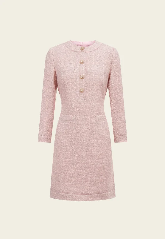 Wool Round Collar Tweed Dress