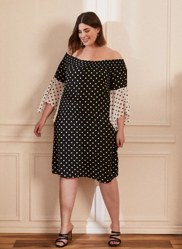 Polka Dot Off-The-Shoulder Dress