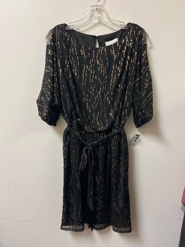 Dress Casual Midi By Jessica Simpson In Black & Gold, Size: M