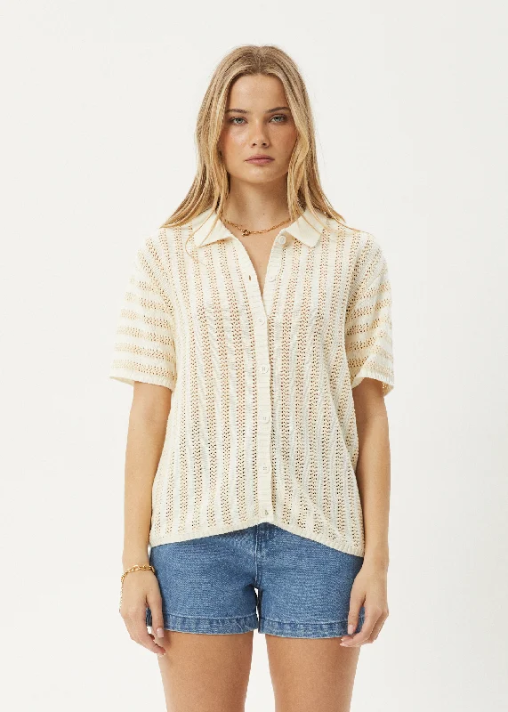 AFENDS Womens Claudia - Knit Shirt - White / Sand