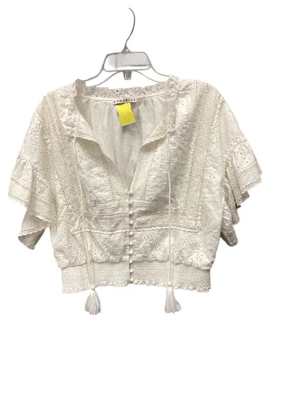 Top Short Sleeve By Alice + Olivia In White, Size: Xl