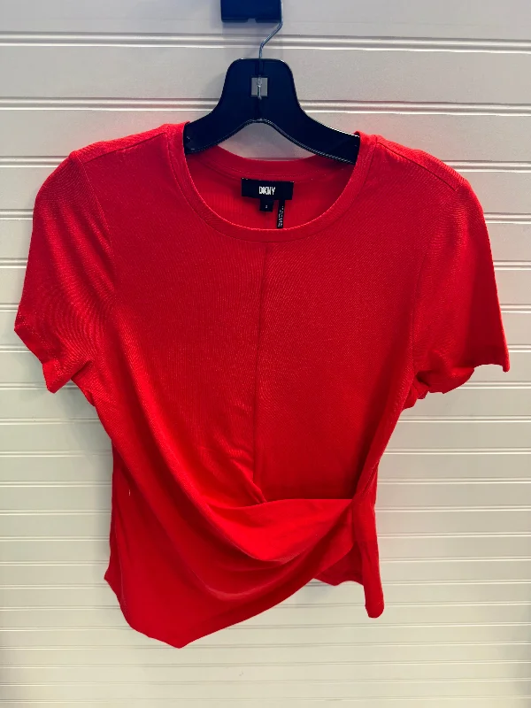 Top Short Sleeve By Dkny In Red, Size: S