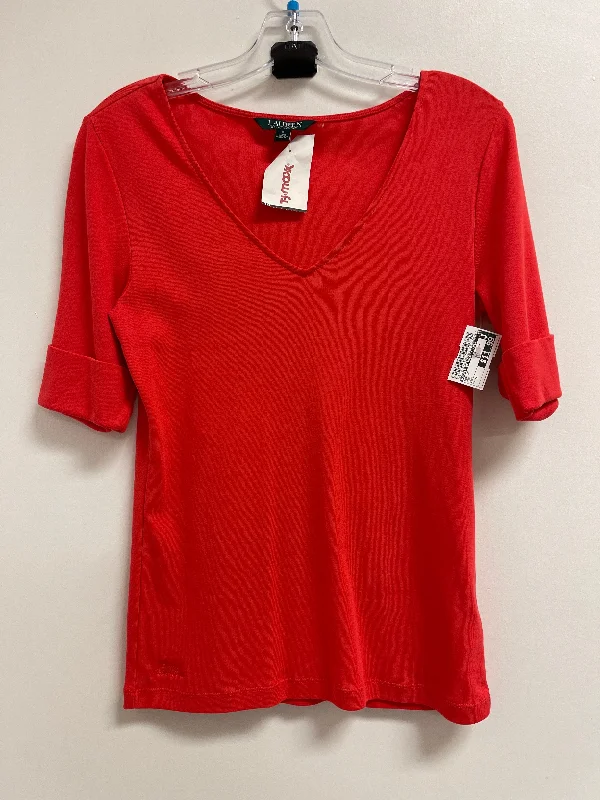 Top Short Sleeve By Lauren By Ralph Lauren In Red, Size: S