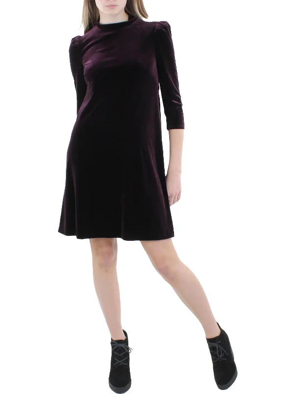 Womens Velvet Trapeze Cocktail and Party Dress