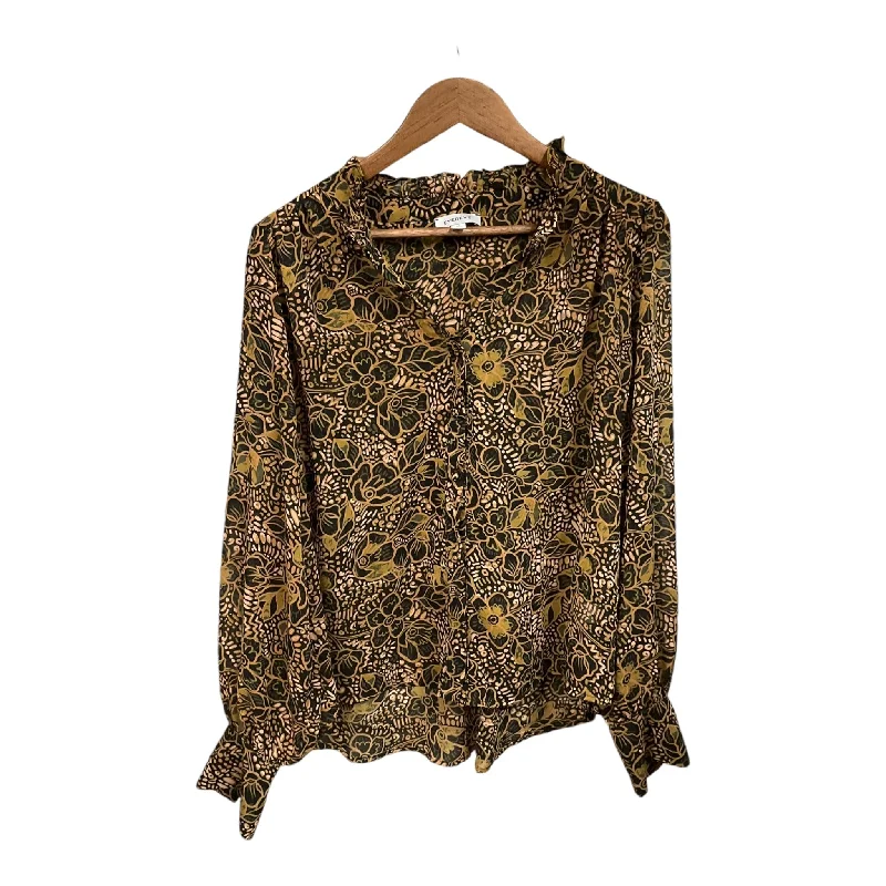 Blouse Long Sleeve By Evereve In Floral Print, Size: Xl