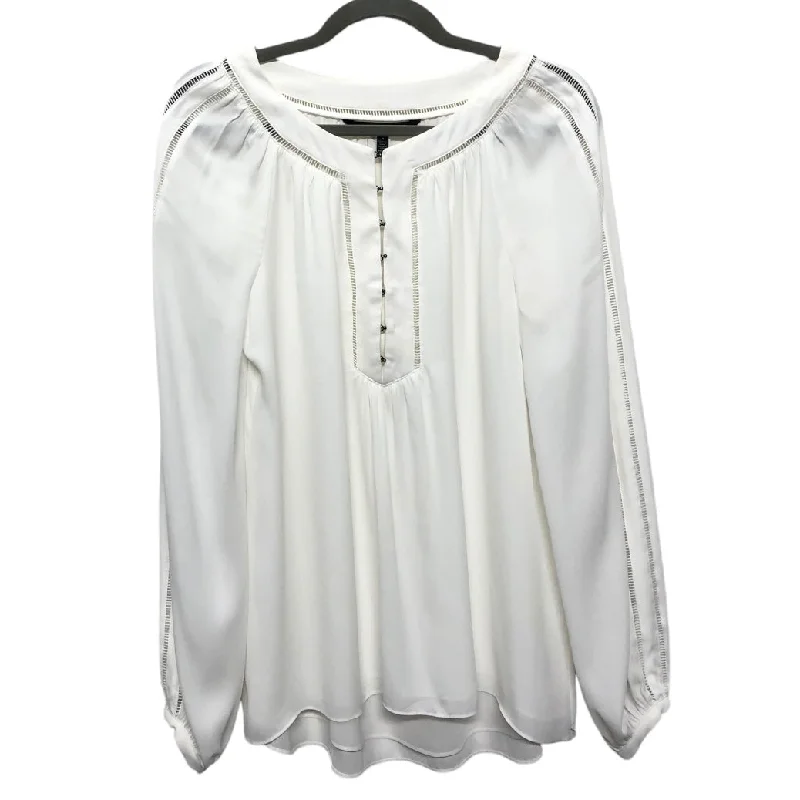 Blouse Long Sleeve By White House Black Market In White, Size: 8