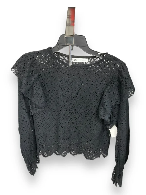 Blouse Long Sleeve By Zara In Black, Size: Xl