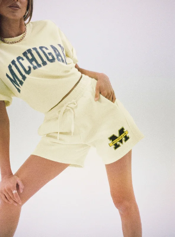 Michigan High Rise Sweat Shorts Yellow