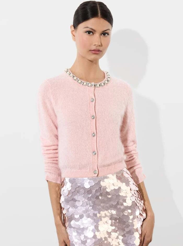 Dollie Embellished Cardigan - Pearl Blush