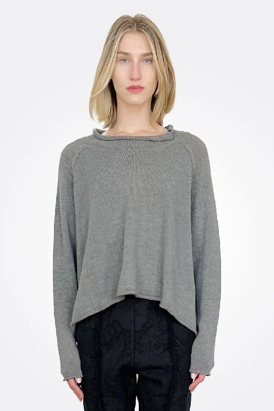 Flared Linen Knit Sweater - Rock