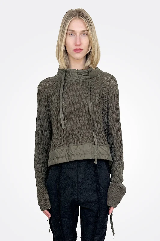 Quilt Detail Knit Sweater - Jungle