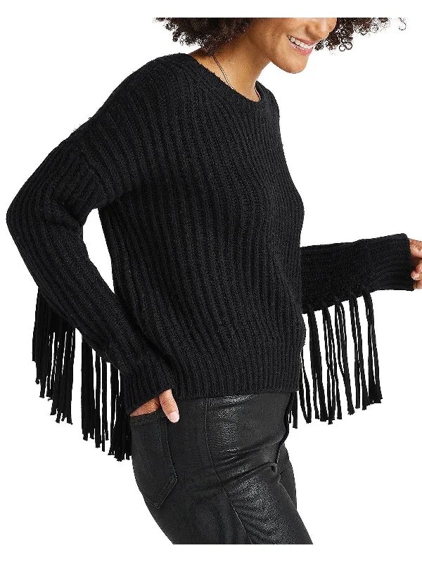 Britain Womens Fringe Crewneck Pullover Sweater