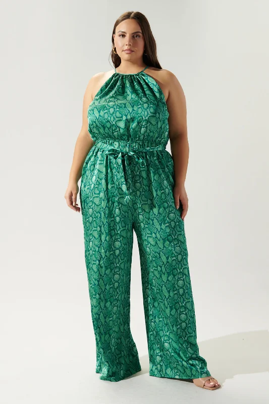 Gwendolyn Snake Print Lighthearted Trapeze Jumpsuit Curve