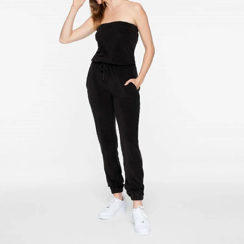 Terry Cloth Tube Jumpsuit In Black