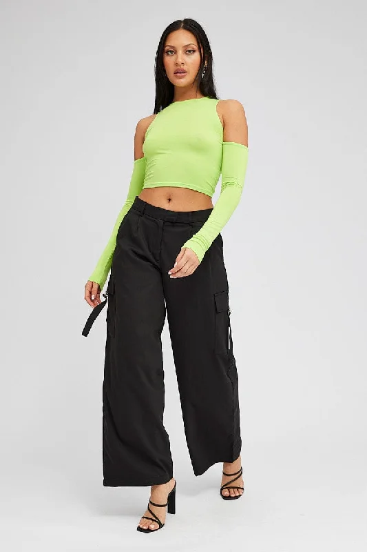 Black Wide Leg Pants Low Rise