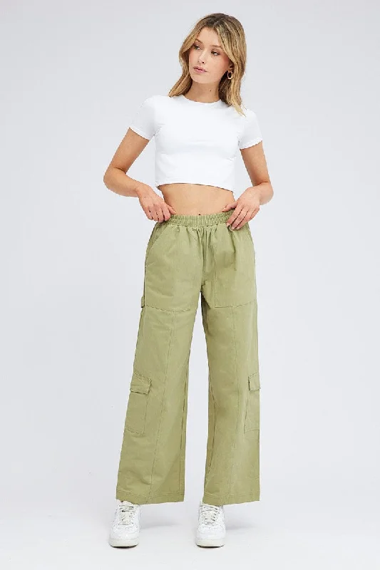 Green Cargo Pants Wide Leg