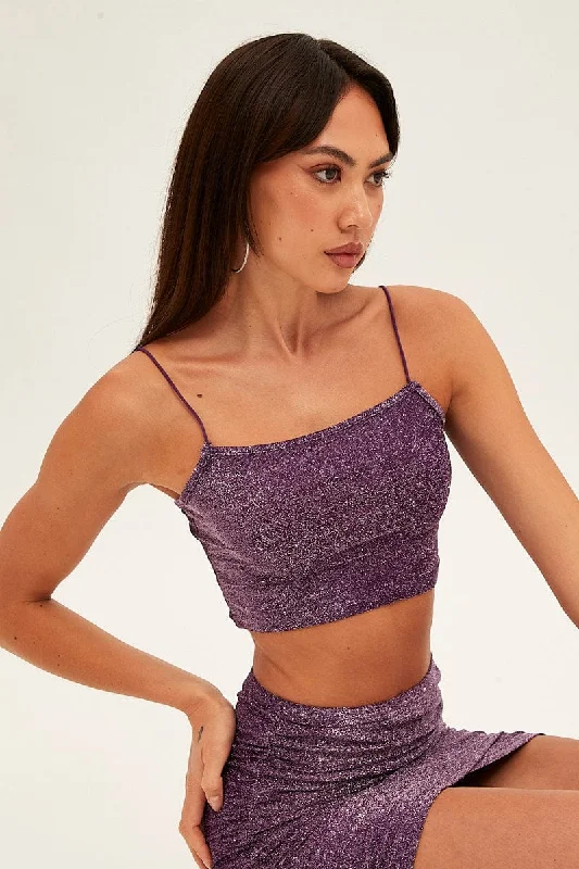 Purple Mini Crop Bralette Square Neck Slinky