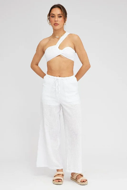 White Wide Leg Pants Mid Rise