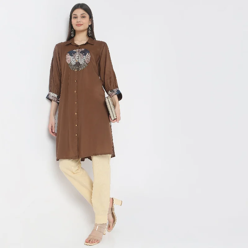 Flare Fit Solid Kurta