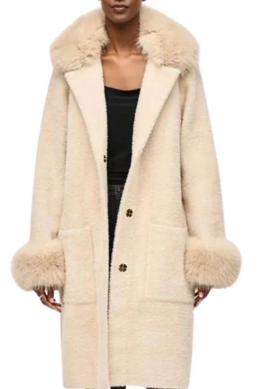 DETACHABLE FAUX FUR COAT - 243923JR