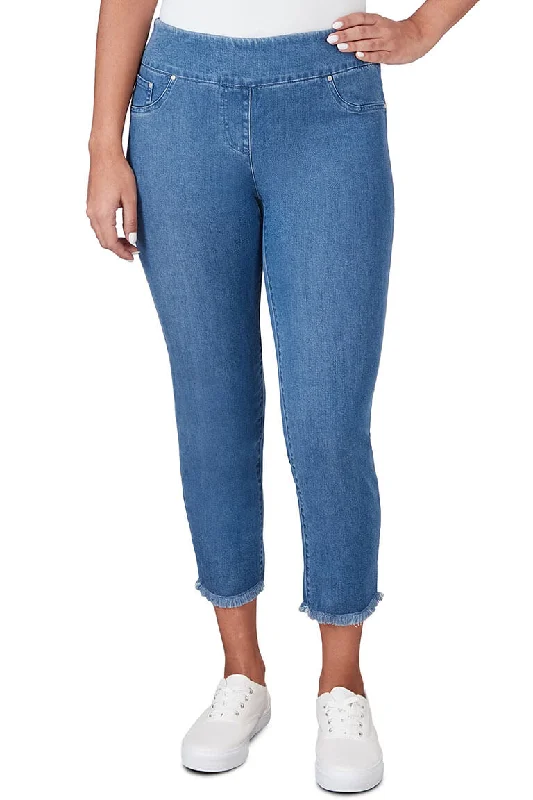 Tencel-Blend Frayed Denim Ankle Pant