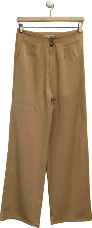 Fashion Nova Beige Pinstripe Trousers UK S