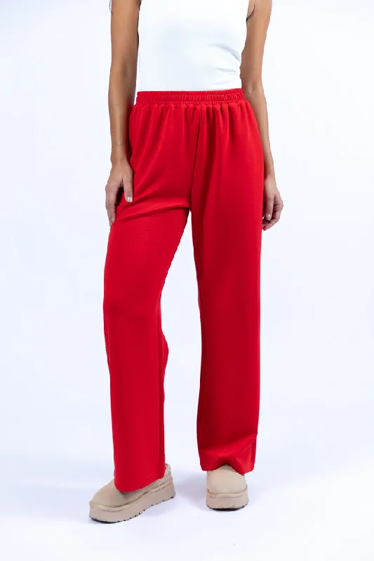 Let's Just Stay Red Knit Wide Leg Pants DOORBUSTER- Coming Soon