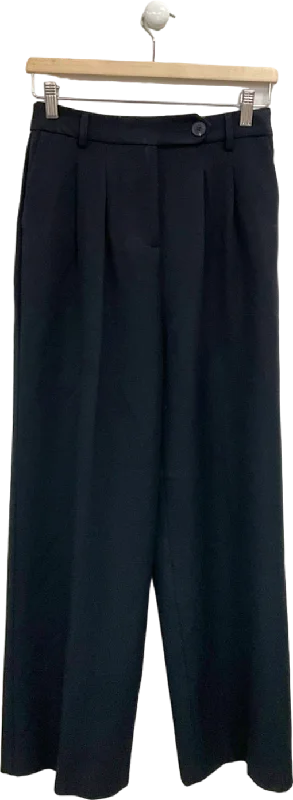 New Look Black Pvl Wide Leg Trousers UK 8