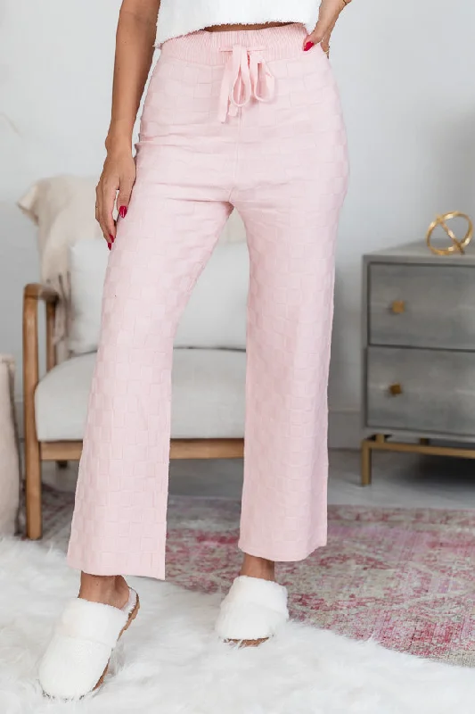 One Thing At A Time Pink Textured Checkered Lounge Pant FINAL SALE