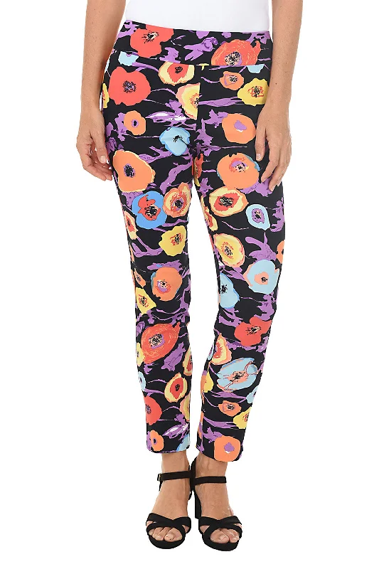 Poppy Flower Pull-On Ankle Pant