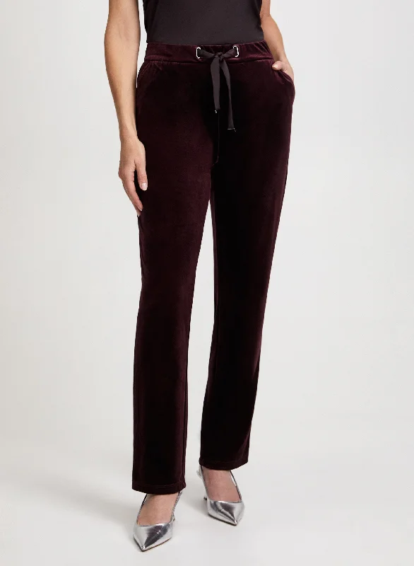 Velour Straight Leg Pull-On Pants