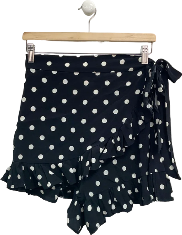 Zara Black Polka Dot Wrap Skort UK S